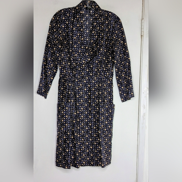A.P.C. • 100% Silk Long Sleeve Dress w/ 2 Front Pockets in Blue - Picture 1 of 5